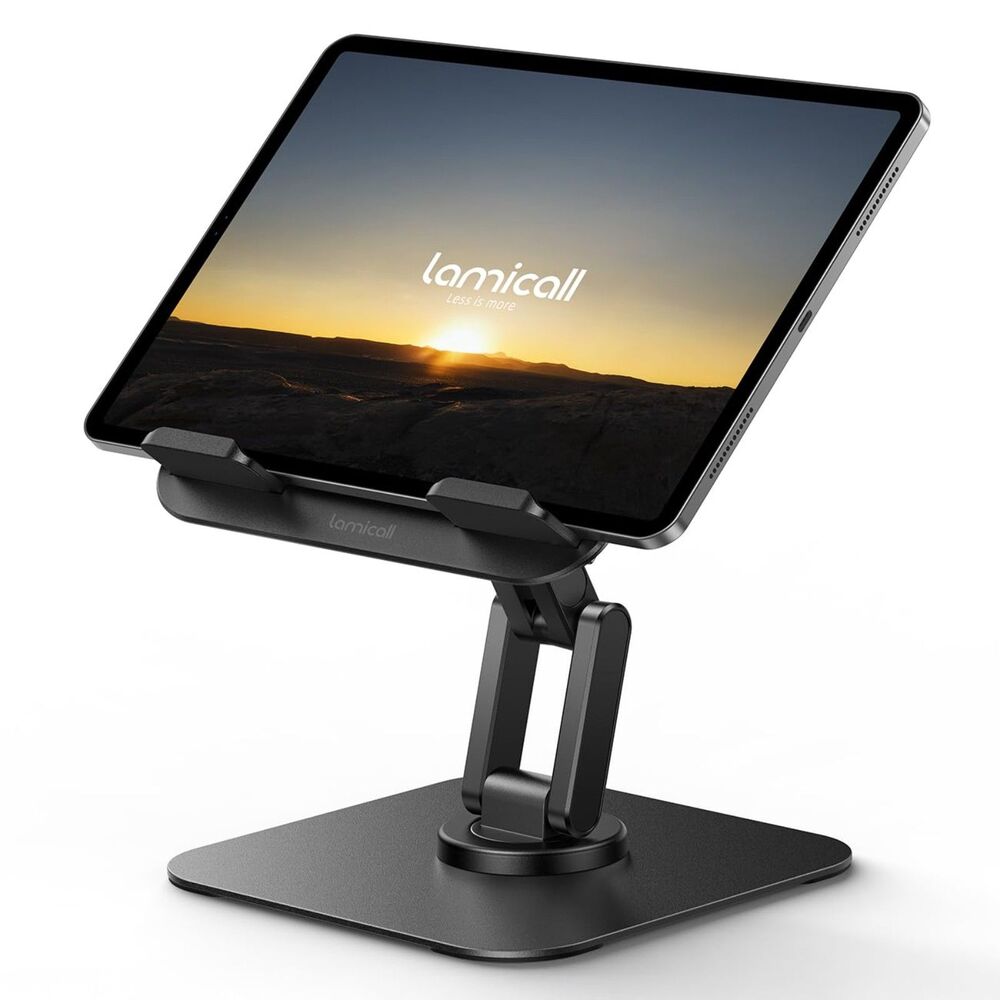 Rotating Tablet Stand for Desk - Adjustable Foldable & Portable iPad Stand